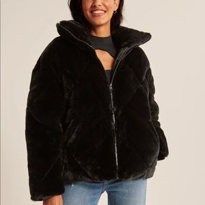 A&F Oversized Faux Fur Quilted Puffer